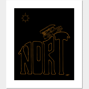 Nort Orange Line Art. Posters and Art